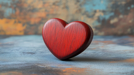 Obraz premium small red wooden heart symbolizes love and affection beautifully