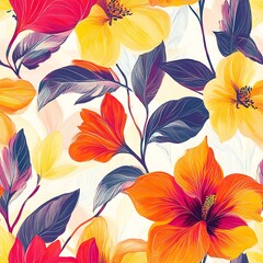 Bright Floral Botanical Pattern with Soft Flowing Design