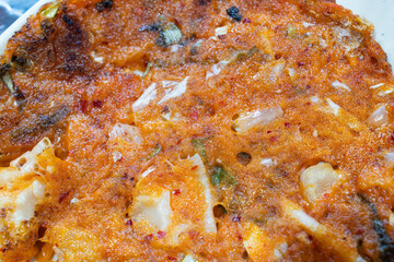 kimchi pancake, a Korean cuisine