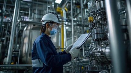 Technician operating advanced control systems in a digital fuel processing facility