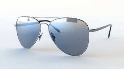 High-resolution 3D render of a pair of sunglasses featuring reflective lenses, with sharp and detailed design elements. 