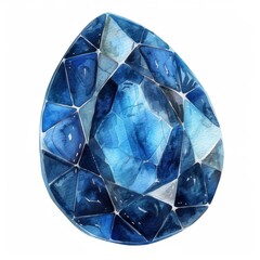 watercolor blue sapphire mineral pastel gemstone, isolated on white background for clipart. ai generated