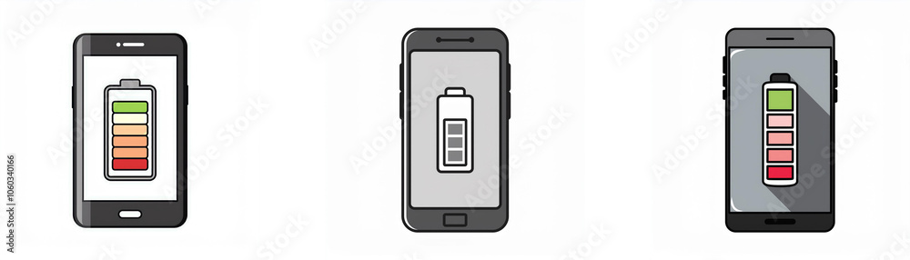 Poster Three smartphones with different battery levels displayed on their screen.