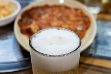 creamy beer in the restaurant