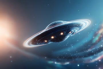 Obraz premium Futuristic Alien Spaceship in Cosmic Environment