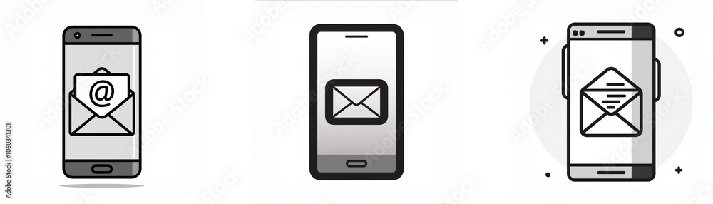 Aufkleber three different mobile phones displaying an email notification.