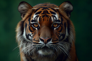 Fototapeta premium Majestic Bengal Tiger Close-Up with Intense Amber Eyes and Striking Markings