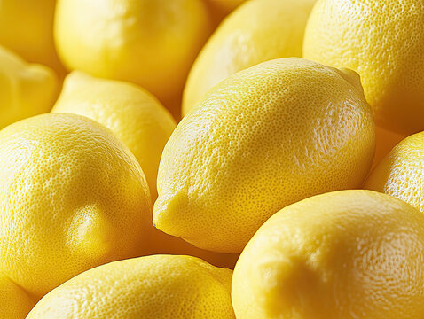 Close-up of lemons, fresh and juicy, in a pile