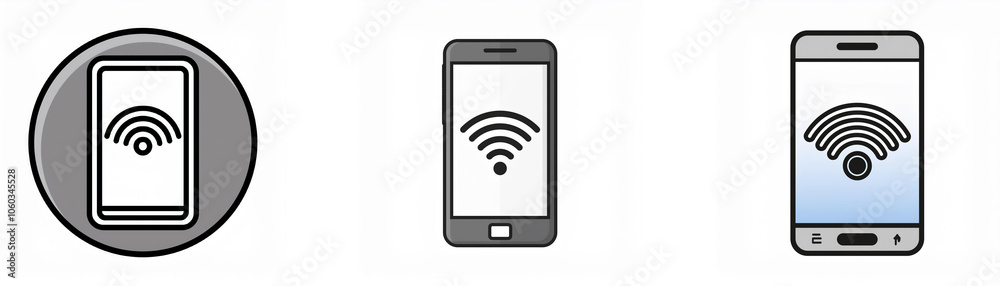 Poster Three different representations of a smartphone with a wifi signal displayed on the screen.