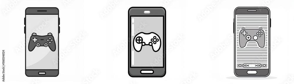 Aufkleber Three smartphones displaying a game controller icon on their screen.