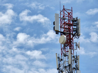 Telecommunication tower of 4G and 5G cellular. Macro Base Station. 5G radio network...