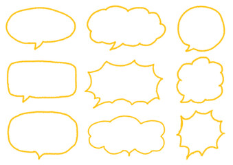 Fototapeta premium スケッチ風の黄色の吹き出しセット