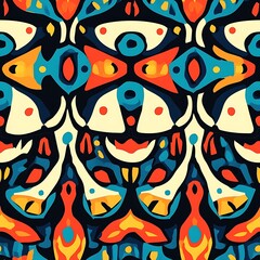 Naklejka premium Intricate Seamless Tribal Design in Bold Colors