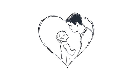 Father day line art illustration. Father and child concept. Fathers love.