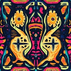 Fototapeta premium Vibrant Tribal Seamless Intricate Pattern Design