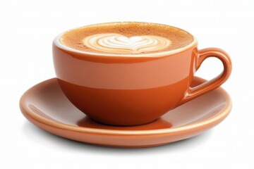 Stylish Coffee Cup with Heart Latte Art on White Surface
