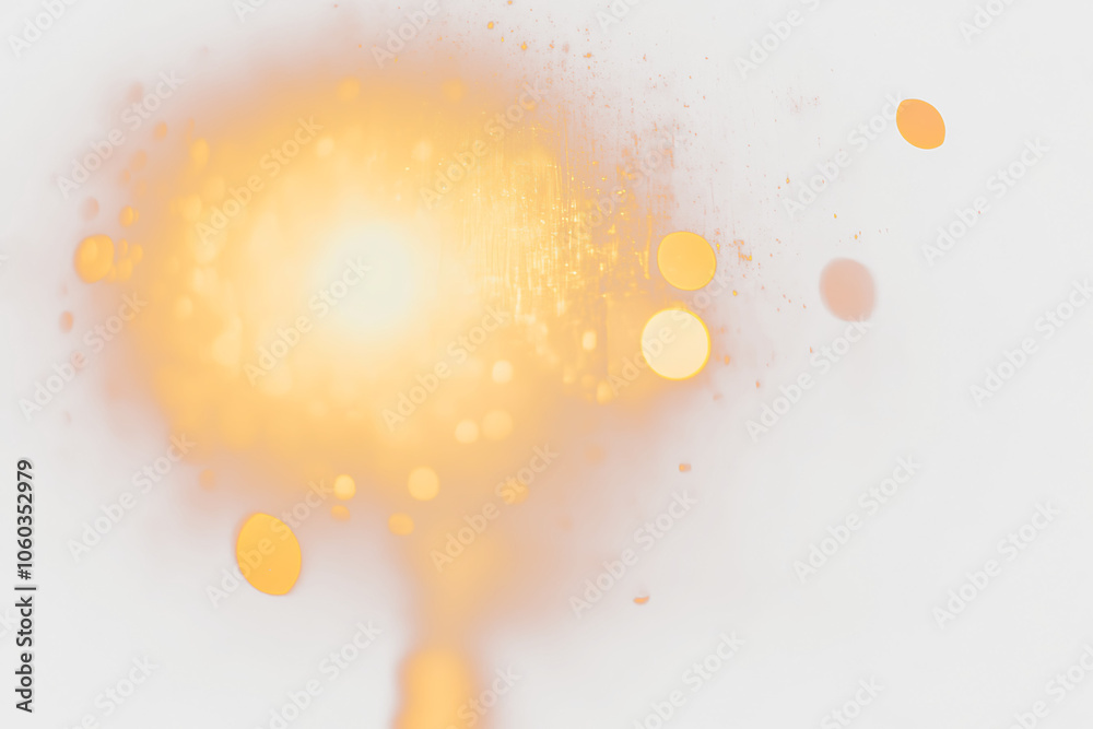 Poster abstract bokeh lights with warm yellow and orange glow against a dark background.