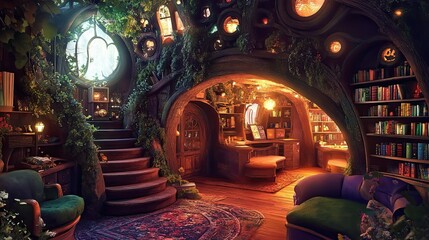 Obraz premium lofi magic fantasy world interior
