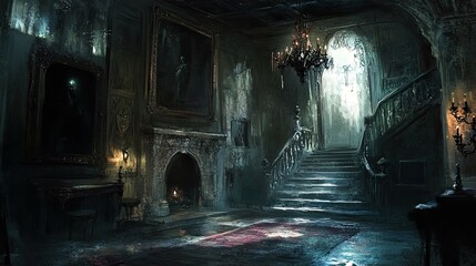 Naklejka premium Vampire Castle in a Desolate Land interior