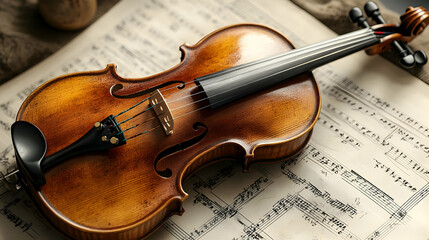 Violin on Sheet Music - Close-up Photo