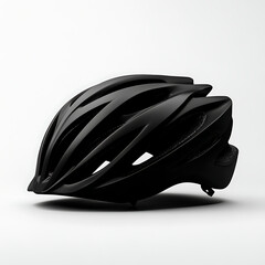 Fototapeta premium Black athletic cycling helmet, sleek design on a white isolated background.