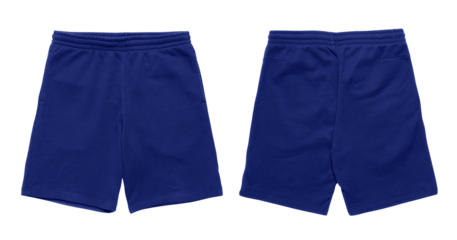 Pair blue shorts shown from front and back.