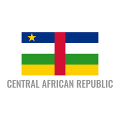 Central African Republic flag icon. The country sign. Rectangle shape. Isolated on a white background. Vector image.