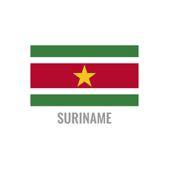 Suriname flag icon. The country sign. Rectangle shape. Isolated on a white background. Vector image.