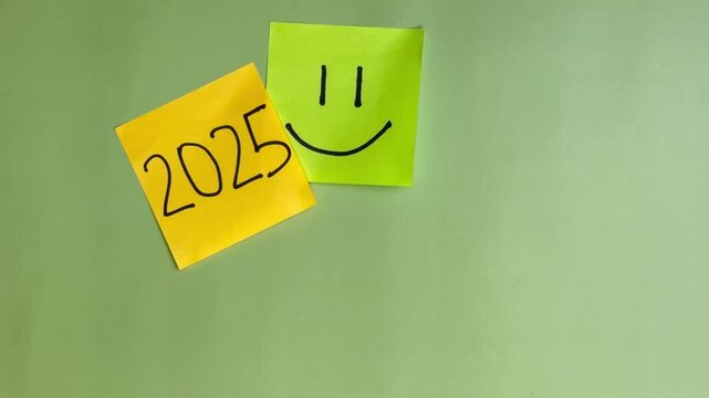 2025. congratulations.Happy New Year.animation.holiday.New Year.with an interesting background. christmas tree.decoration. fun. work. happiness. stiker. note. 