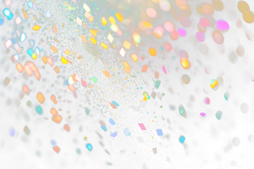 Abstract transparent  background with colorful bokeh lights on black surface.