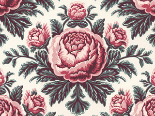 damask floral pattern, surface pattern, design, watercolor, illustration