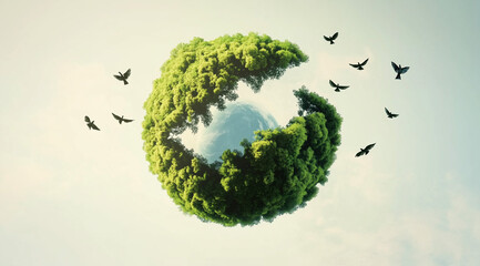 World Environment Day concept - Land restoration, desertification and drought resilience, 3d tree background. Ecology concept. We are #GenerationRestoration