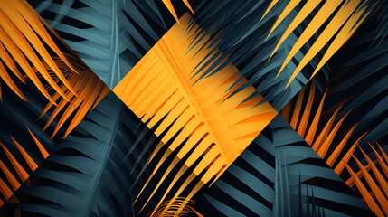 Naklejka premium Abstract art illustration. Watercolor painting, wallpaper. Palms, rainforest, leaves, flowers. modern Art.