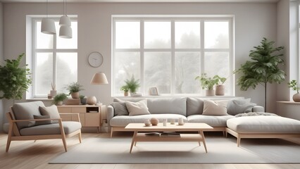 Modern Minimalist Living Space with Large Windows, Natural Light, and Earthy Decor Creating an Inviting Ambiance (23)