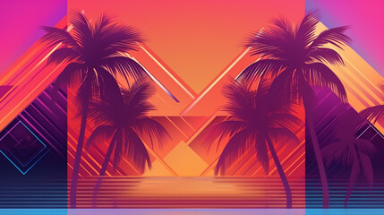 Naklejka premium Abstract art illustration. Watercolor painting, wallpaper. Palms, rainforest, leaves, flowers. modern Art.