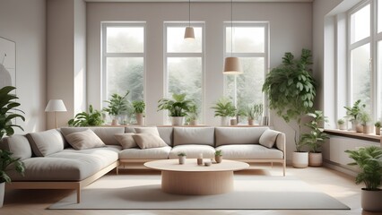 Modern Minimalist Living Space with Large Windows, Natural Light, and Earthy Decor Creating an Inviting Ambiance (34)