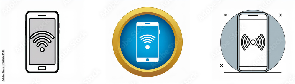 Aufkleber Three smartphone icons with wifi symbol on the screen.