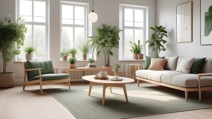 Modern Minimalist Living Space with Large Windows, Natural Light, and Earthy Decor Creating an Inviting Ambiance (61)