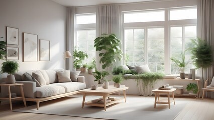 Modern Minimalist Living Space with Large Windows, Natural Light, and Earthy Decor Creating an Inviting Ambiance (76)