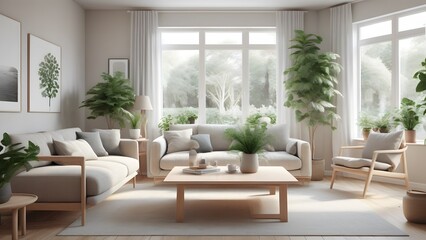 Modern Minimalist Living Space with Large Windows, Natural Light, and Earthy Decor Creating an Inviting Ambiance (79)