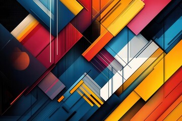 Fototapeta premium A vibrant abstract composition featuring bold geometric shapes in striking colors, creating a dynamic and modern visual experience.