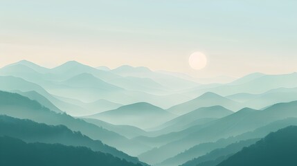 Fototapeta premium Serene Mountain Landscape with Pastel Colors at Sunset