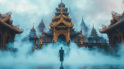 Obraz premium Mystical Architectural Wonder in the Clouds