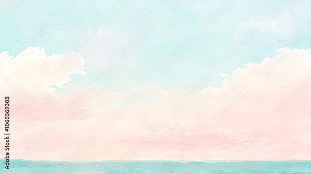Sticker pastel sky and ocean background clean blank canvas with empty space for designs
