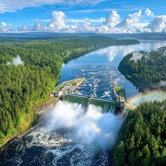 Naklejka premium Dam With A Rainbow