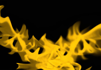 Yellow brush texture fire black background