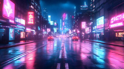 Obraz premium Neon Cityscape Illustration