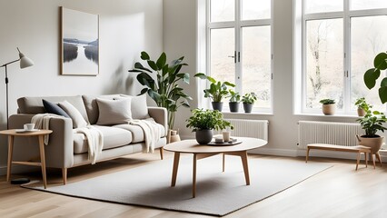 Beautifully Designed Living Room Combining Warm Tones, Wooden Furniture, and Indoor Plants for a Serene Retreat (23)