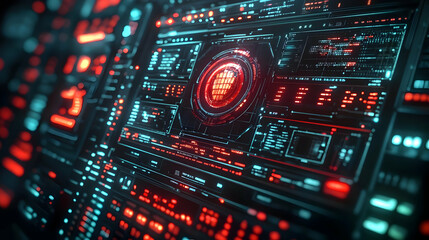 Fototapeta premium Futuristic Digital Interface - 3D Illustration