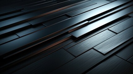 Obraz premium Abstract arrangement of dark wooden planks creating a textured surface.
